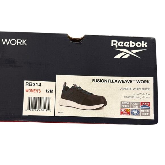Reebok Work Fusion Flexweave Comp Toe Sneakers Black Teal Women's 12 M New - Picture 6 of 7